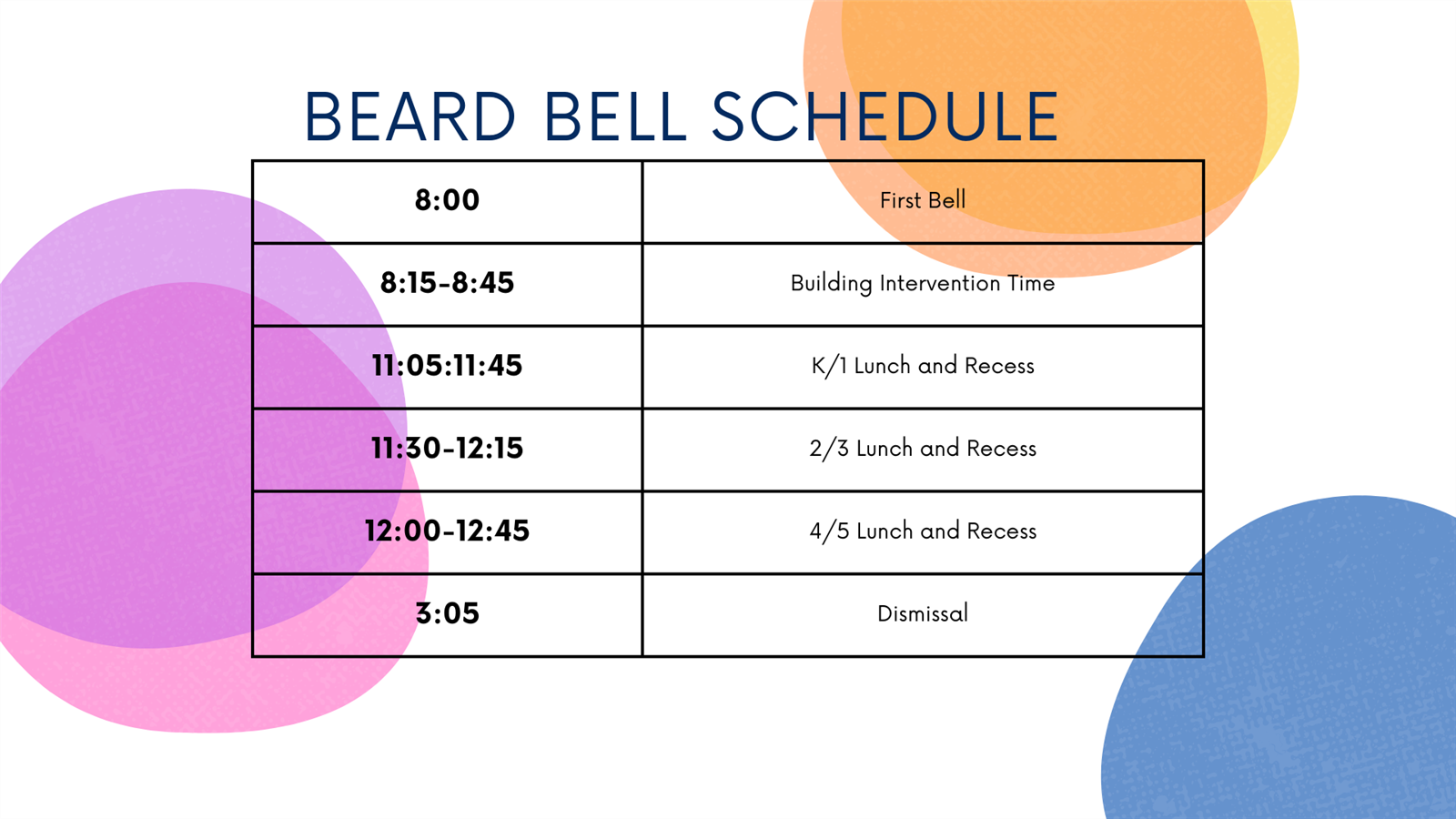 Bell Schedule 